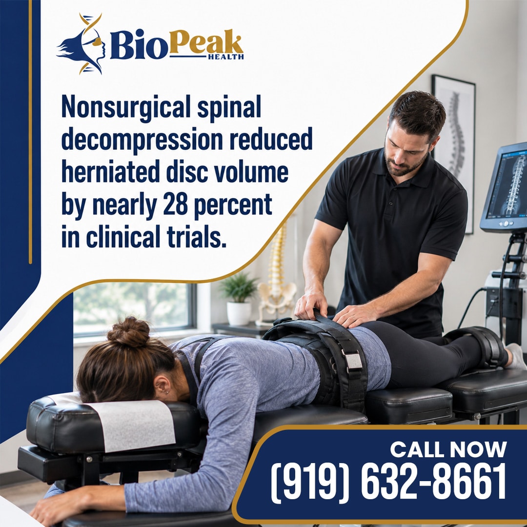 Practitioner adjusting a patient on a nonsurgical spinal decompression table for herniated disc treatment